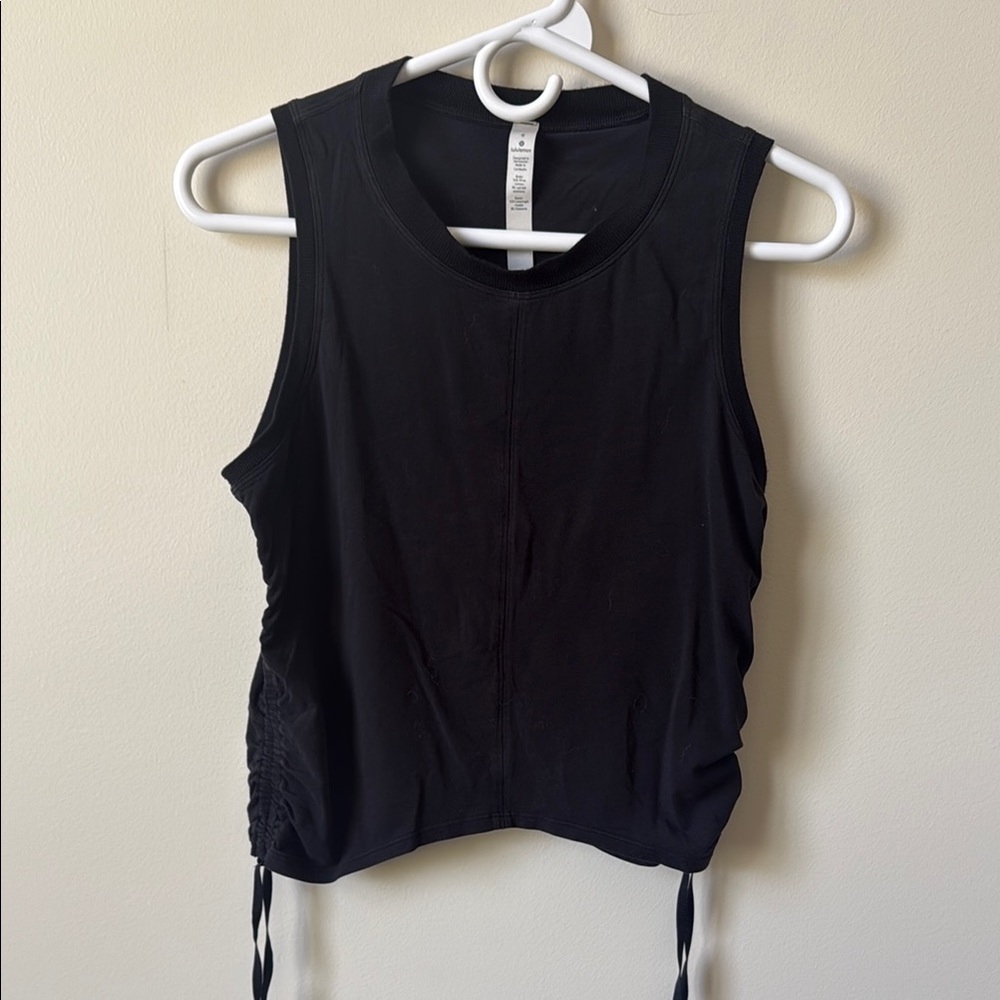 Lululemon Athletica Black Ruched Fitted Tank Top